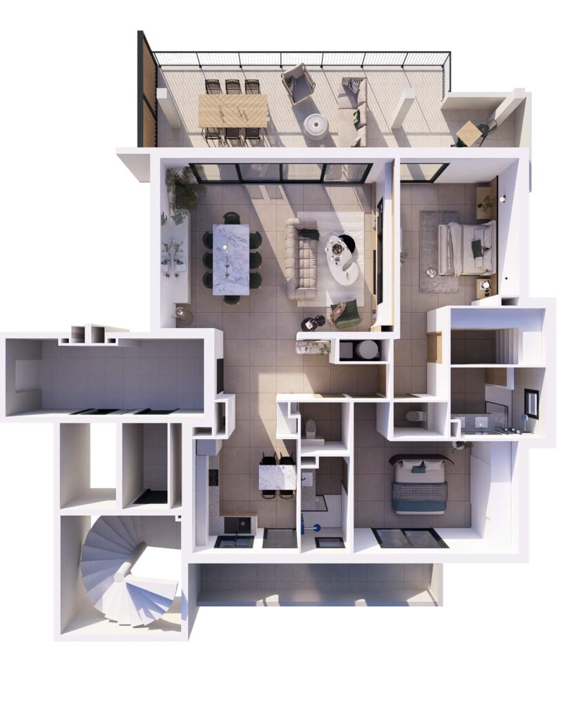 Axonométrie appartement immobilier