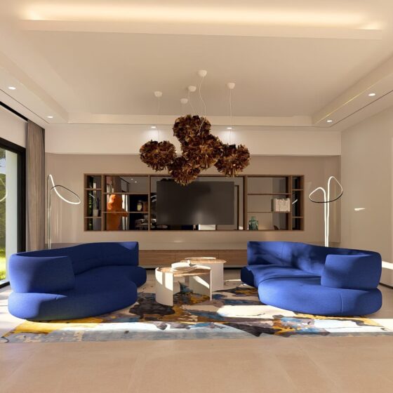 Modèle 3D Séjour avec Cuisine Ouverte – Style Contemporain Ultra-Réaliste (SketchUp)