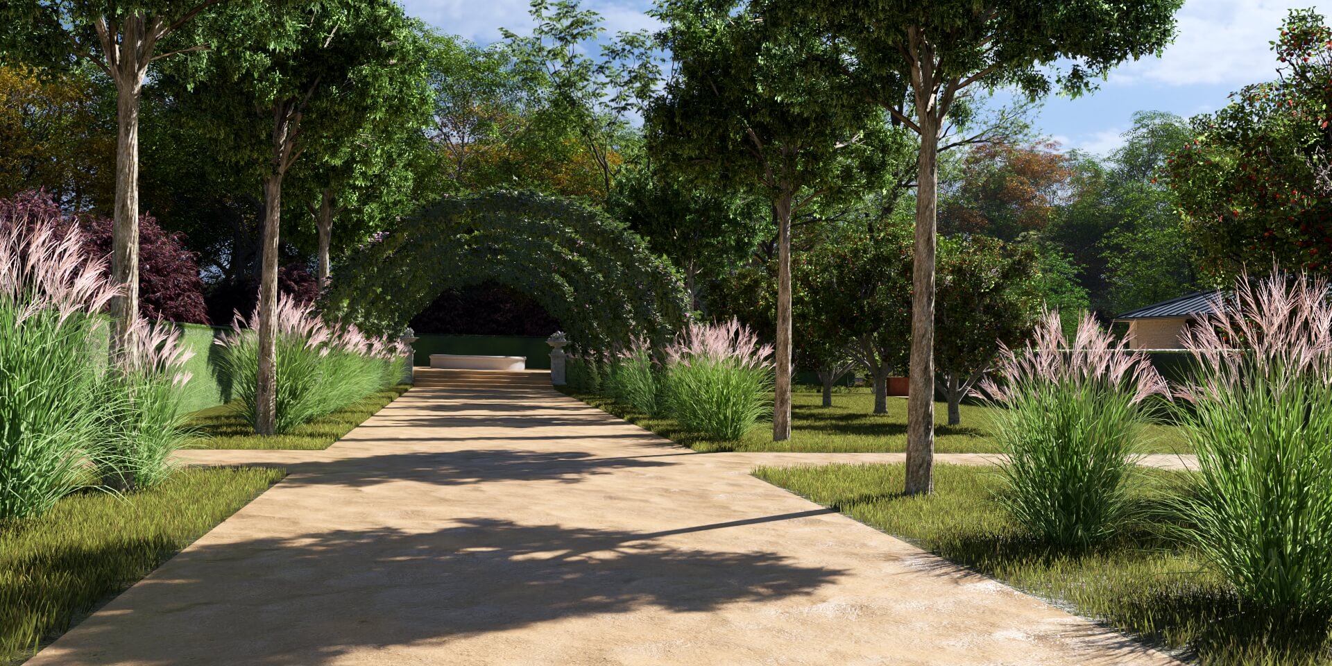 Rendu 3d photorealiste jardin